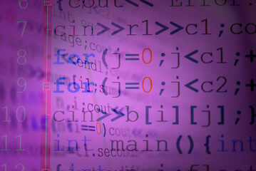 Obraz premium Abstract background of digital binary code of software. Programming software code on computer screen which develop by the programmer to solve the business requirement. 