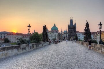 Charles bridge at sunset, Prague, Czech Republic