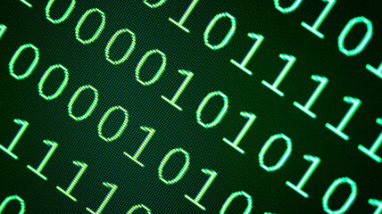 Abstract background of digital binary code of software. Programming software code on computer screen which develop by the programmer to solve the business requirement.