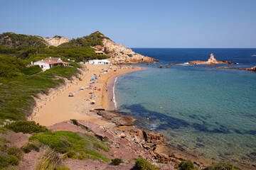 Het strand van Cala Pregonda, Menorca, Balearen, Spanje