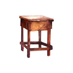 watercolor painting of wood table