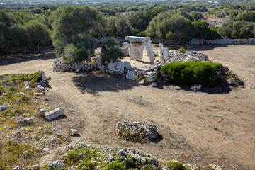 The megalithic monolith stones in the Talatí de Dalt settlement, Minorca, Balearic Islands, Spain