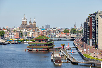 Fototapeta premium View of Amsterdam and its canals, Netherlands