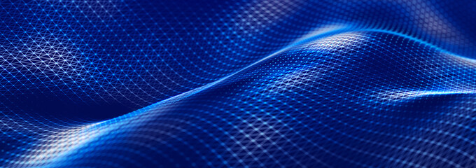 Sci-fi background. Digital wave with many particles. Big data visualization. Template for festive presentation. 3d