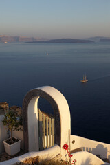 Architectural detail of Oia, the small town on the island of Santorini, Greece