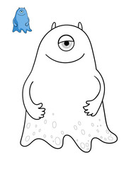 Cartoon monster character, coloring page, outline illustration. Ready to print letter size