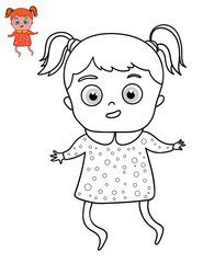 cute girl character, coloring page. Ready to print letter size