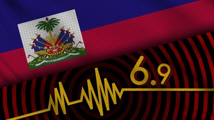 Haiti Wavy Fabric Flag, 6.9 Earthquake, Breaking News, Disaster Concept, 3D Illustration