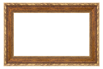 Old vintage golden frame isolated on a white background