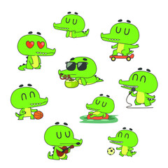 set of a funny cartoon crocodile