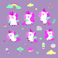 set of funny unicorns