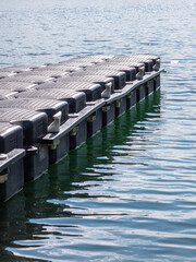 Small plastic pier on the lake