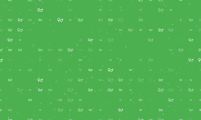 Seamless background pattern of evenly spaced white gender symbols of different sizes and opacity. Vector illustration on green background with stars