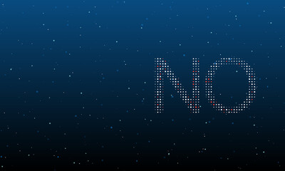 On the right is the no symbol filled with white dots. Background pattern from dots and circles of different shades. Vector illustration on blue background with stars