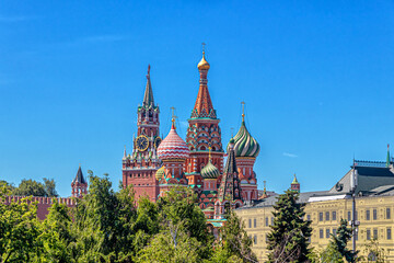 View from Zaryadye Park of the Spasskaya Tower and St. Basil's Cathedral