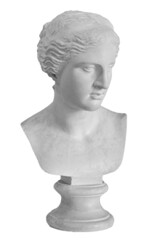 Gypsum copy of ancient statue Venus head isolated on white background. Plaster sculpture woman face © Ruslan Gilmanshin