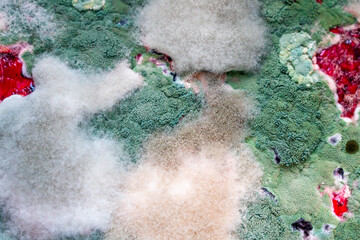 mold close-up on the surface of the pan