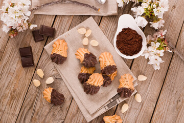 Butter cookies with chocolate.