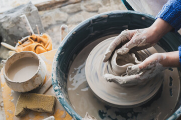 cannot create a clay pot on a potter's wheel