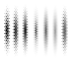 vector abstract halftone gradient set isolated on white background. half tone design element collection