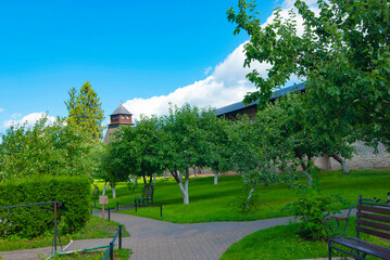 The city of Pechora. Monastery Garden of the Holy Dormition Pskov-Pechersk Monastery