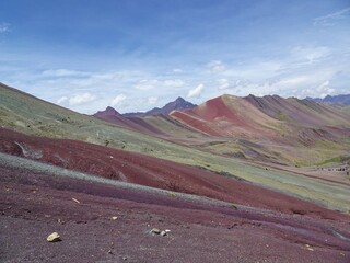 [Peru] Beautiful view of colorful Rainbow Mountain and blue sky (Vinicunca mountain)