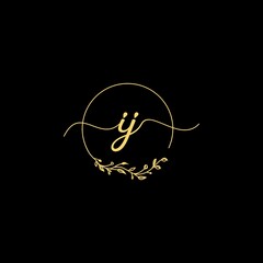 IJ elegant initial logo design with golden emblems