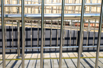 metal aluminum railing close up, sunny day