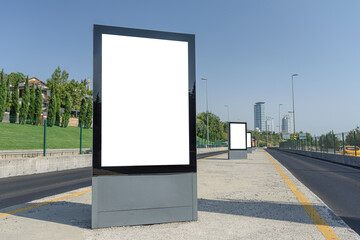 Blank billboard on street, Istanbul, TURKEY.