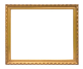 Golden antique glossy vintage picture frame on white