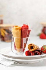 Fruit marshmallow. Pastille fruit rolls