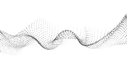 Wave of moving dots. Abstract white background. Vector 3d illustration.