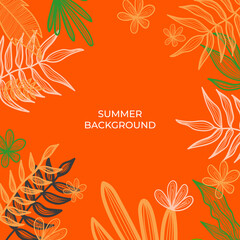 Abstract creative universal artistic hand drawn minimal floral templates. Good for colorful poster, card, invitation, flyer, cover, banner, placard, brochure and summer background.