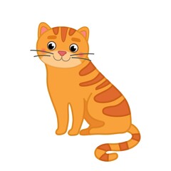 Vector illustration of a cute orange cat in cartoon style.
