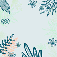 Abstract creative universal artistic hand drawn minimal floral templates. Good for colorful poster, card, invitation, flyer, cover, banner, placard, brochure and summer background.