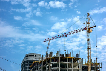  Architecture. Construction of a new multi-storey brick house.
