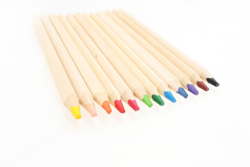 Wooden colorful pencils isolated on white