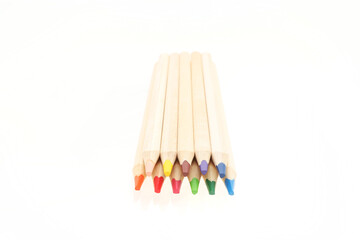 Wooden colorful pencils isolated on white