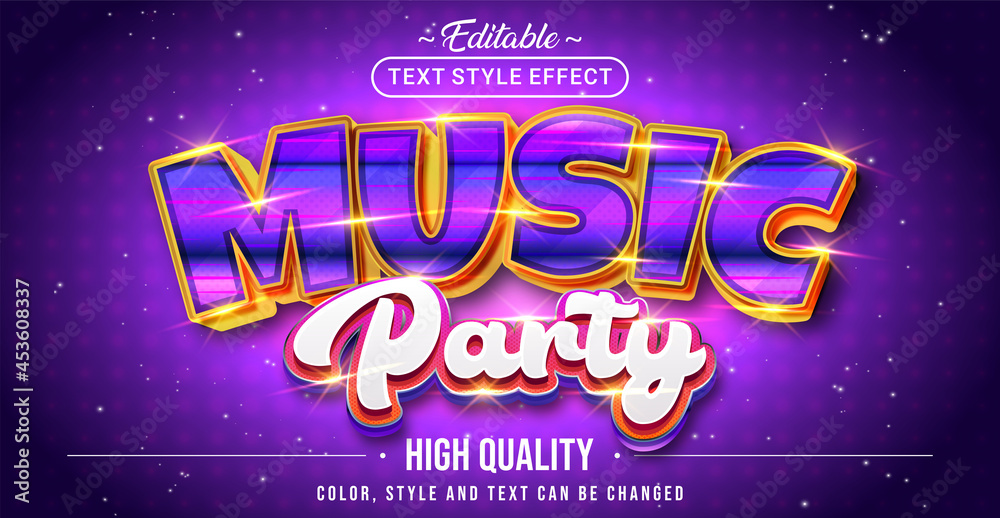 Aufkleber editable text style effect - music party text style theme.