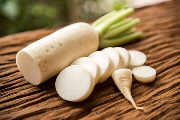 Radish vegetables on nature background.