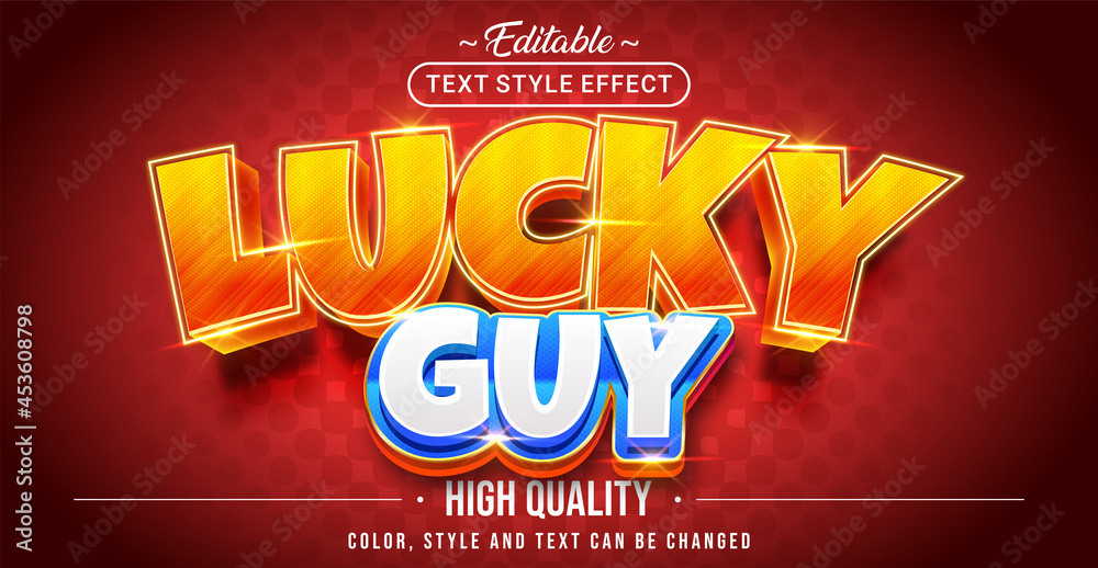 Aufkleber editable text style effect - lucky guy text style theme.