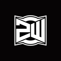 ZW Logo monogram with abstract shape design template