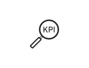 Analysis, magnifying glass, kpi icon. Vector illustration. Flat design.
