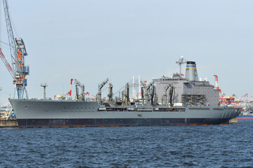 United States Navy USNS Rappahannock (T-AO-204), Henry J. Kaiser-class underway replenishment oiler at berth.