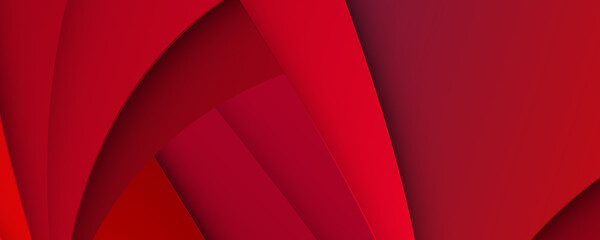 Abstract red banner background with 3d overlap layer and wave shapes