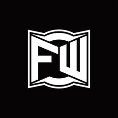 FW Logo monogram with abstract shape design template