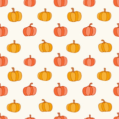 Pumpkins seamless pattern, vegetable background