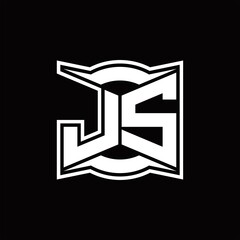 JS Logo monogram with abstract shape design template