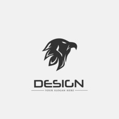 black and white eagle logo design template, suitable for sports logo brands
