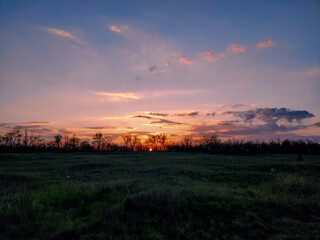 Obraz premium sunset over the field